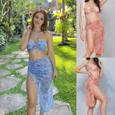 3 Piece Suit Matching Sets Crop Tank Top With Thongs Midi Split Style