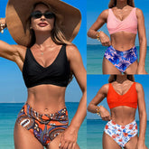 Two Piece Matching Set Swimwear Crop Top With Floral Panties Home Suit For