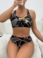 Tank Bikini Sets Printed Two Piece Swimsuit Corset Wear Black Fashion Sea Side
