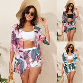 Trendy Bikini 3-Piece Set Bottom Triangle Top Cover Up Swimwear for & Pool Briefwear