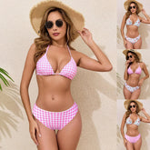 Floral Print Backless Bikini Set Halter Tie-Front Two-Piece Swimwearwear Swimsuit