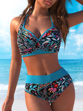 Quick-Dry Crisscross Bikini Set Lingerie Top & High Cut Bottom Tie-Front Swimwearwear