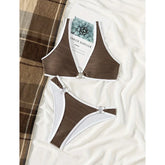 Solid White Bikini Set Triangle Two-Piece Swimwear Minimalist Swimsuit Bikini Suit