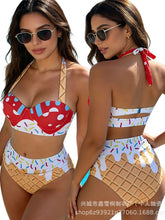 Adjustable String Bikini Set Convertible Invisible Straps Halter Open Back Floral Bikini Set Bathing