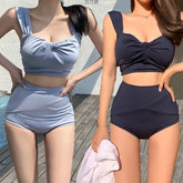 Elegant Tummy Control Bikini Korean Style Open Back Swimsuit for Two Piece Swimsuit Bikini Sets