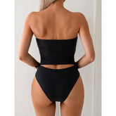 Elegant Swimwear Slim Fit Strap Set Versatile Stylish Cross-Border Delivery Swimming Outfit Solid Color 2PC