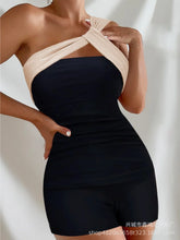 One Shoulder Bikini Set Tummy Control Swimsuit Two Piece with Cover Up for