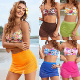 Sheer Mesh Bikini Sets Printed Two Piece with Detachable Avant-Garde Swimwear Floral Boho Sundress