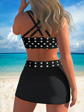 Slimming Blue Dynamic Knotted Polka Dot High-Waist Two-Piece Bikini Swimsuit Two Piece Swimsuit