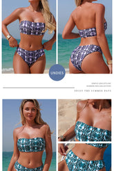 Snake Print Bikini Set Wild & Animal Print High-Waist & Halter Off Shoulder Bikini Set Two Piece Bathing Suit