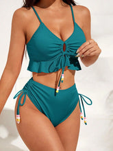 V Neck Solid Lace Bikini Sets Two Piece Swimwear Panties Suit Lingerie Swimsuit