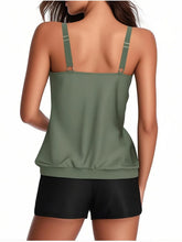 Two Piece Swimsuit Loose Fit Boyleg Tankini Set Tummy Control Swimwear Swimsuit