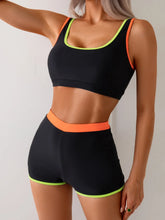 Solid Color Block Tank Top Boyleg Two Piece Bikini Set Tummy Control Swimwear Swimsuit
