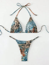 Floral Color Triangle Micro Bikini Set Full Coverage Two Piece Swimsuit Thongs Bandage Bikini Set Swim