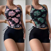 Floral Print Bikini Set with Boyleg Bottoms Two Piece Swimsuit Topswear