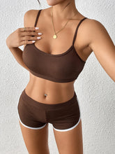 Ribbed Sporty Boyleg Two Piece Swimsuit Tummy Control Ruched Bandeon Top Swimwear