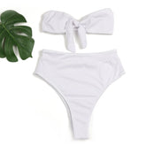Strapless Ribbed Bikini Set Two Piece Swimsuit Tummy Control Bottomswear