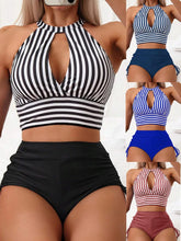 Striped Bikini Set Two Piece Swimsuit Fashion Swimwear Bikini Swimsuit Black