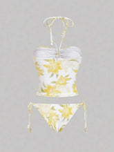 Yellow Floral Bikini Set Two Piece Swimsuit Resort Wear Pantieswear