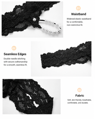 Pearl Decor See-Through Lace Thong