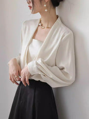 Square Collar, Long Sleeve Shirt.