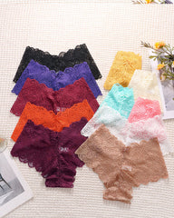 European And American Style Lace Women's Low-Lise Seamless Cut-Out Briefs