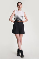 White Striped Knitted Tank Top