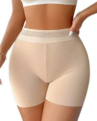 Solid Color Hip-Lifting and Tummy-Controlling Mid-Rise Body-Shaping Shorts