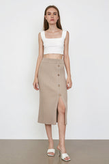 Selene Wheat Slit Hem Skirt