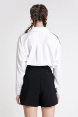 White Stripe Contrast Button Front Shirt