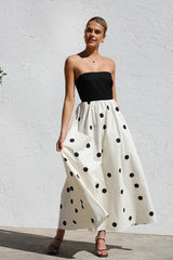 Darling Daylily Strapless Dot Maxi Dress