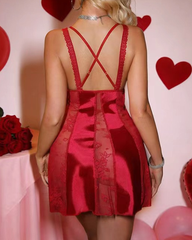 Lace Sheer Babydoll Nightdress with Bow Detail