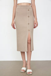 Selene Wheat Slit Hem Skirt