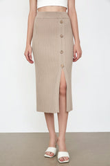Selene Wheat Slit Hem Skirt