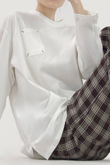 White Patch Pocket Drop Shoulder T-Shirt