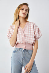 Jillian Light Pink Plaid Cardigan