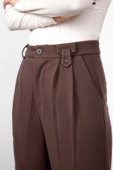 Geogina Saddle Brown Pleated Pants