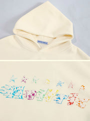 Star Embroidery Graffiti Hoodie