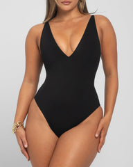 Women's Deep V Leopard Print Back Drawstring Waist Shaping One-Piece Swimsuit