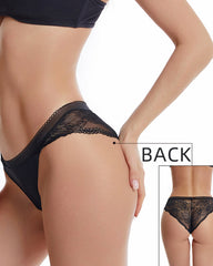 Mid-Waist Ice Silk Seamless Stitching Hollow Lace Cotton Crotch Breathable Panties