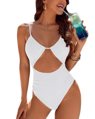 Women's Belly-Control Solid Color One-Piece Swimsuit