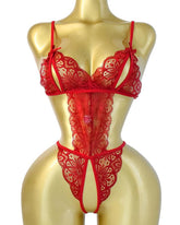 Women's Hollow Translucent Floral Lace Backless One-Piece Pajamas