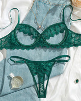 Women's Lace Mesh Hollow Underwear Set