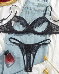 Women's Lace Mesh Hollow Underwear Set