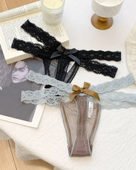 Colorblock Lace Low-Rise See-Through Mesh Thong
