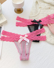 Colorblock Lace Low-Rise See-Through Mesh Thong