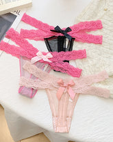 Colorblock Lace Low-Rise See-Through Mesh Thong
