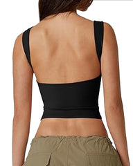 Women's Solid Color Seamless Backless Sleeveless Short Vest