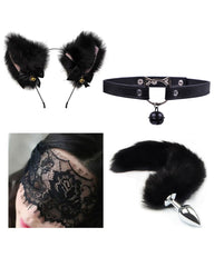 Bell Collar Tail Jewelry Maid Costume Headdress Neck Accessory Props Set