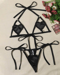 Hollow Heart-shaped Breast-revealing Three-point Suit